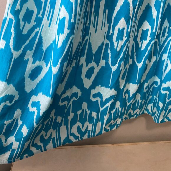 Handmade Plus Size Cotton Blue Pattern Elastic Straps Dress - Picture 13 of 16